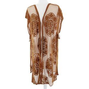 Shyanne Embroidered Cardigan Womens O/S Brown Resort Beachy Coastal Boho Western